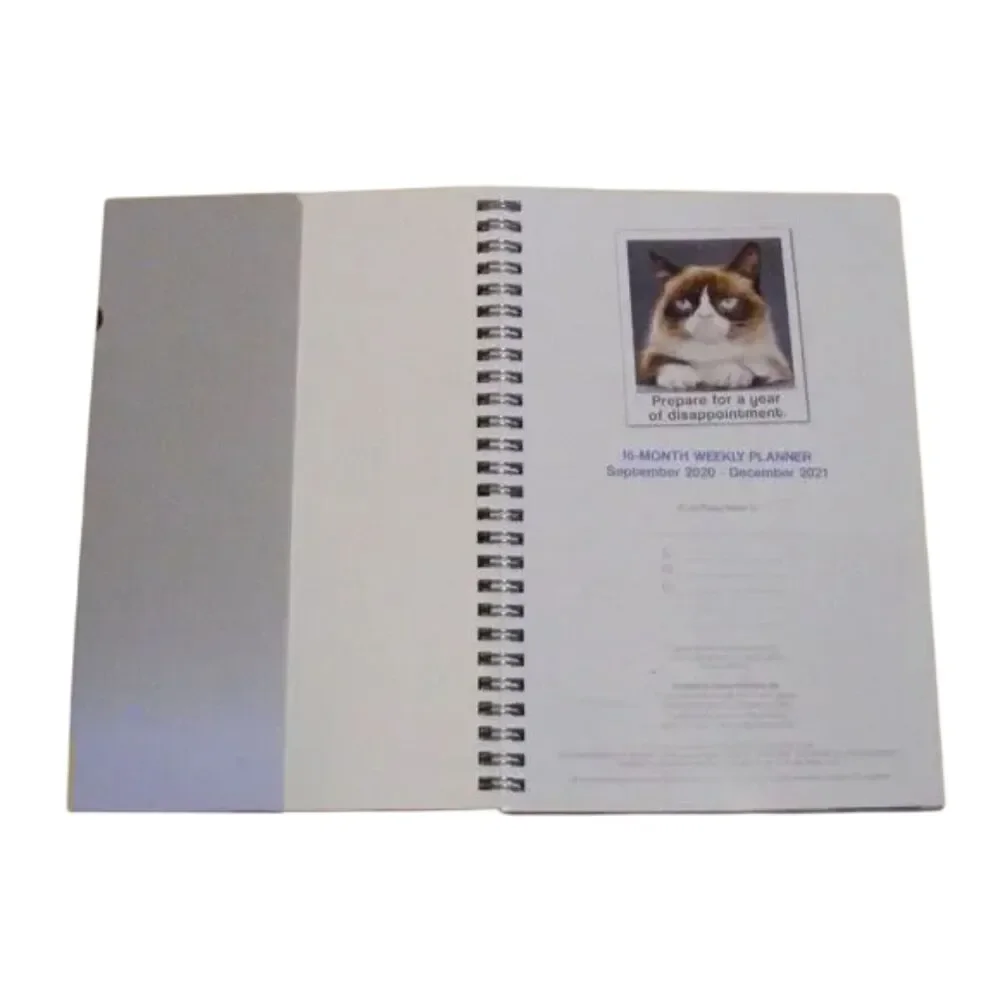 Grumpy Cat 2021 Planner, Weekly & Monthly, MEMES! Book, Spiral bound